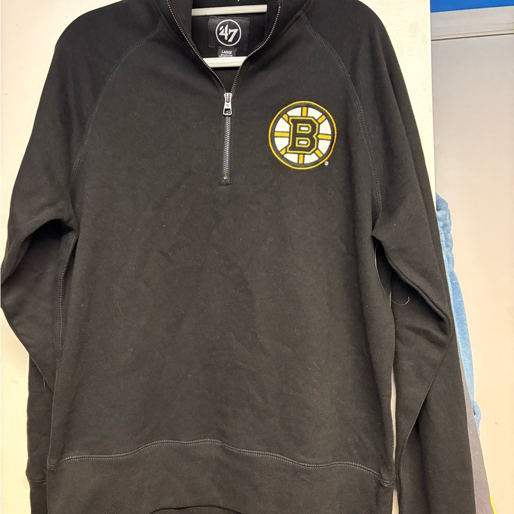 Boston Bruins Black 47 Brand Quarter-Zip Pullover size Large